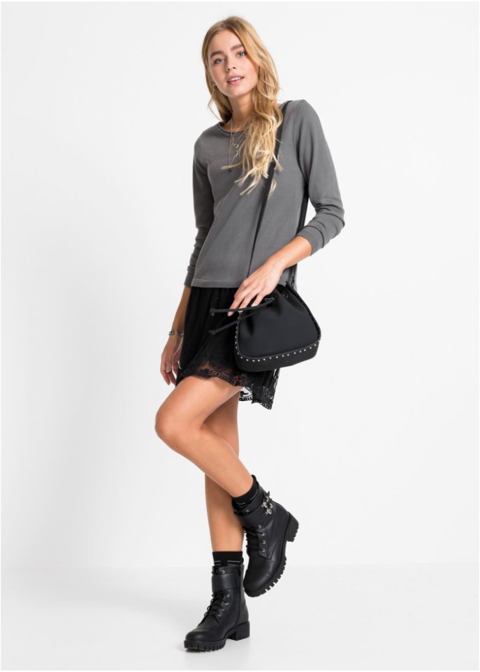 Strickkleid mit Spitzenrock
