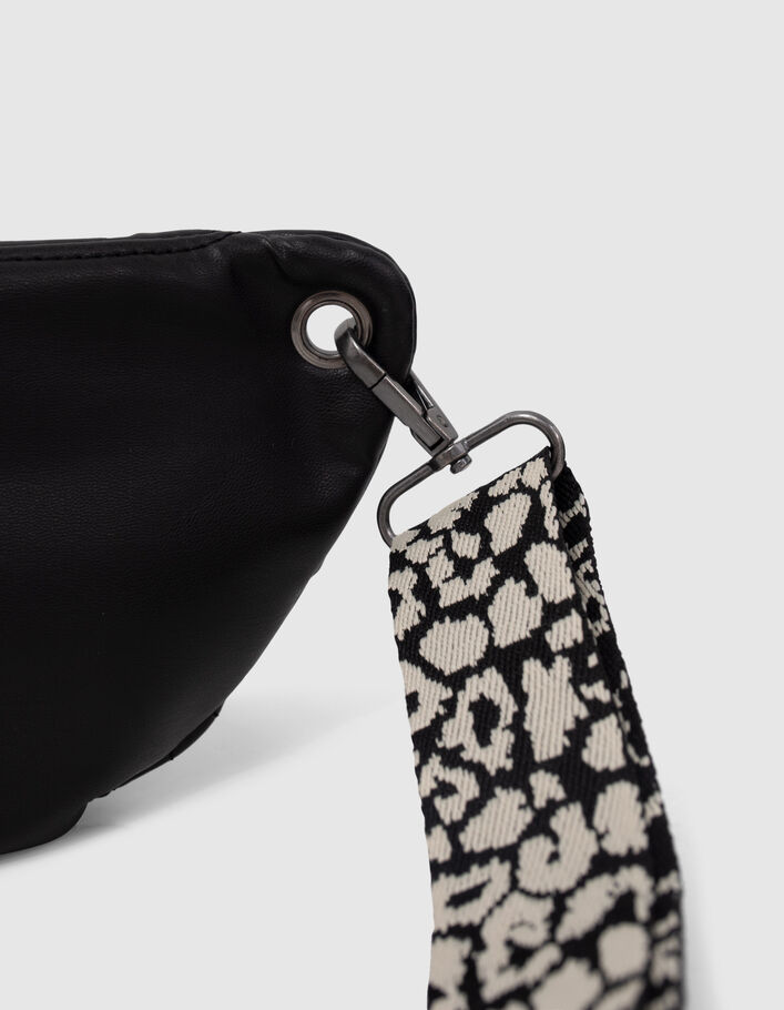 Sac banane noire matelassée bandoulière léopard fille