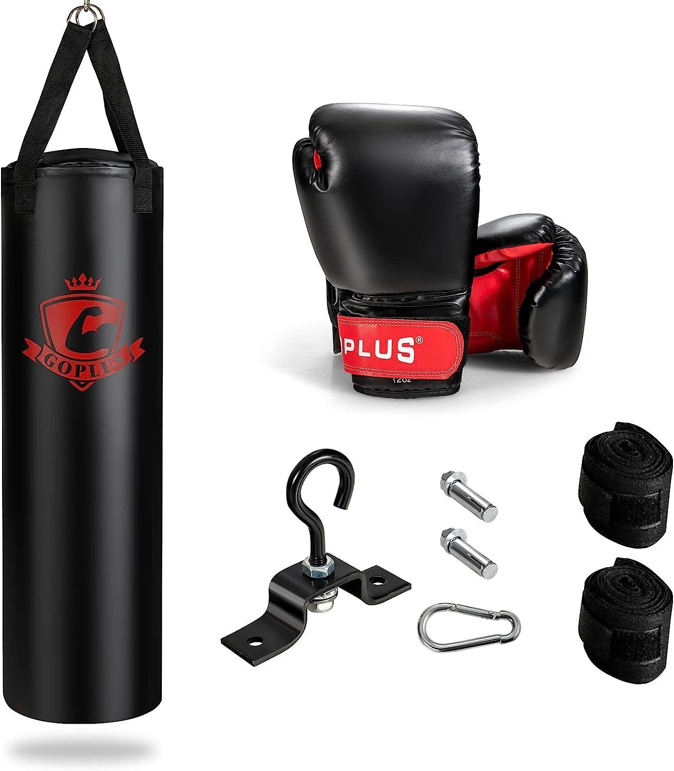 KOMFOTTEU Boxsack mit Boxhandschuhen, Karate & Boxen, PVC
