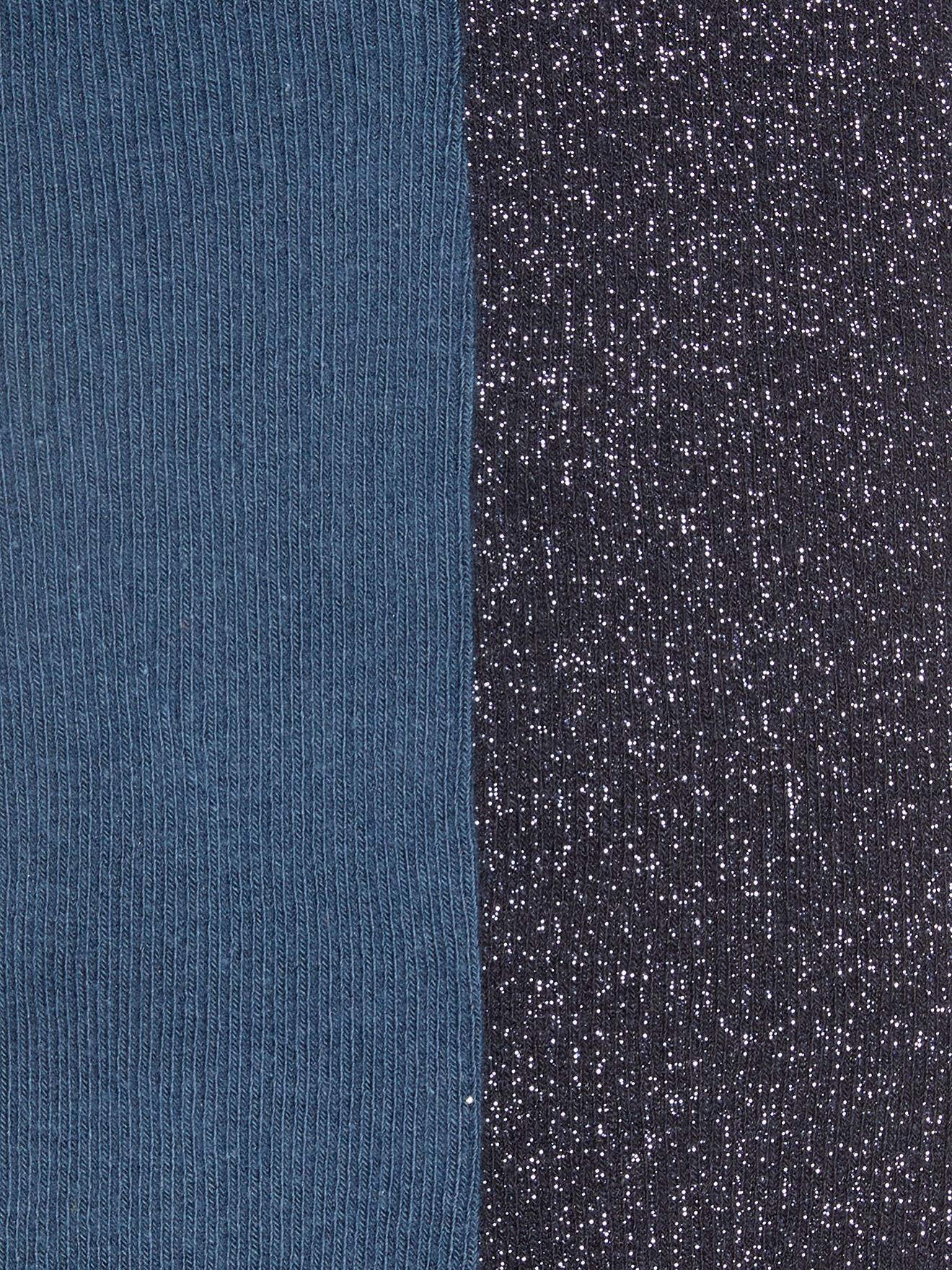Lot de 2 paires de collants en maille côtelée et scintillante fille lot bleu ardoise foncé