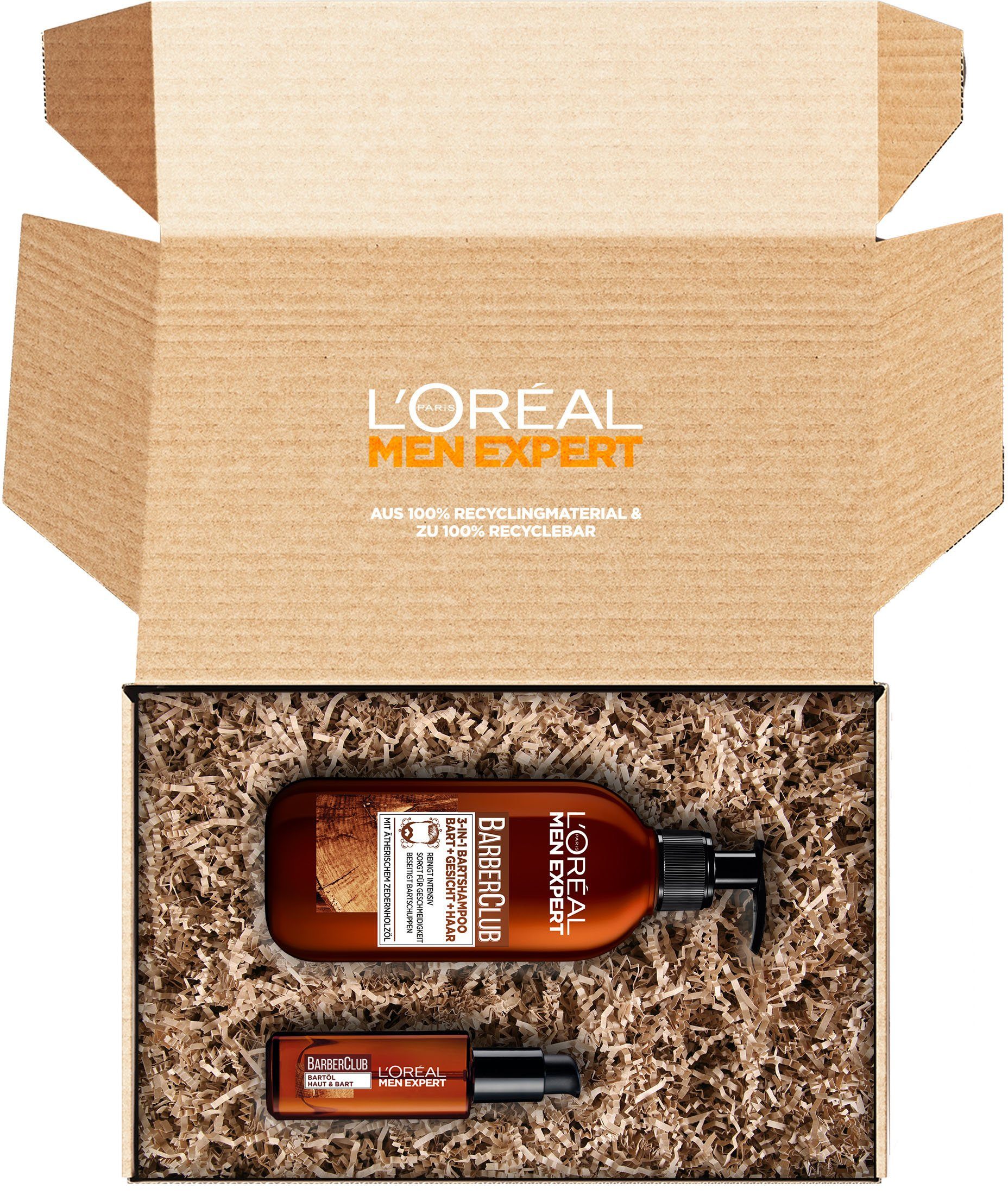 L'ORÉAL PARIS MEN EXPERT Bartpflege-Set Barber Box, 2-tlg., Nachhaltige Box: 100 % Recyclingmaterial, 100 % recycelbar