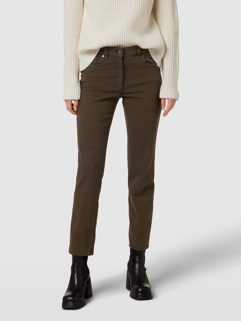 Straight Fit Jeans im 5-Pocket-Design Modell 'CORA' in grün