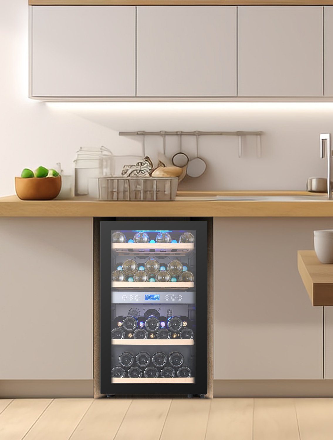 kalamera Weinkühlschrank KRC-120BFG, für 45 Standardflaschen á 0,75l,2 Zonen