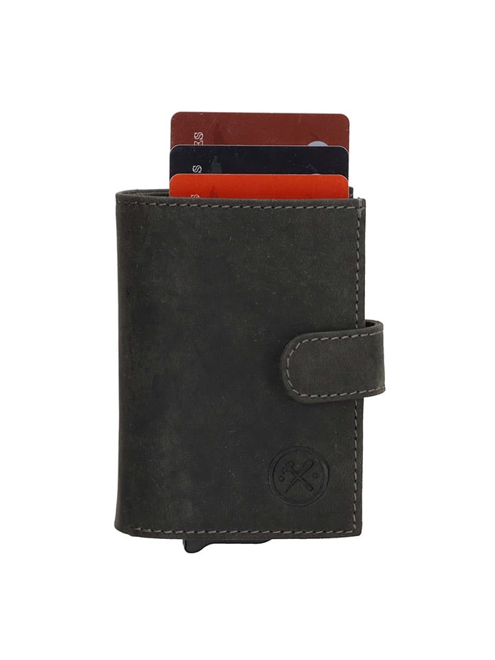 HIDE & STITCHES Leder-Geldbörse in Schwarz - (B)8 x (H)10 x (T)2 cm günstig kaufen onesize