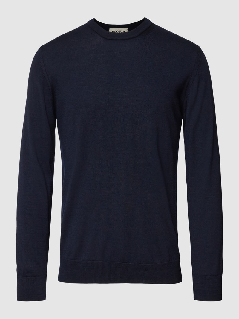 Strickpullover mit Label-Stitching in marineblau