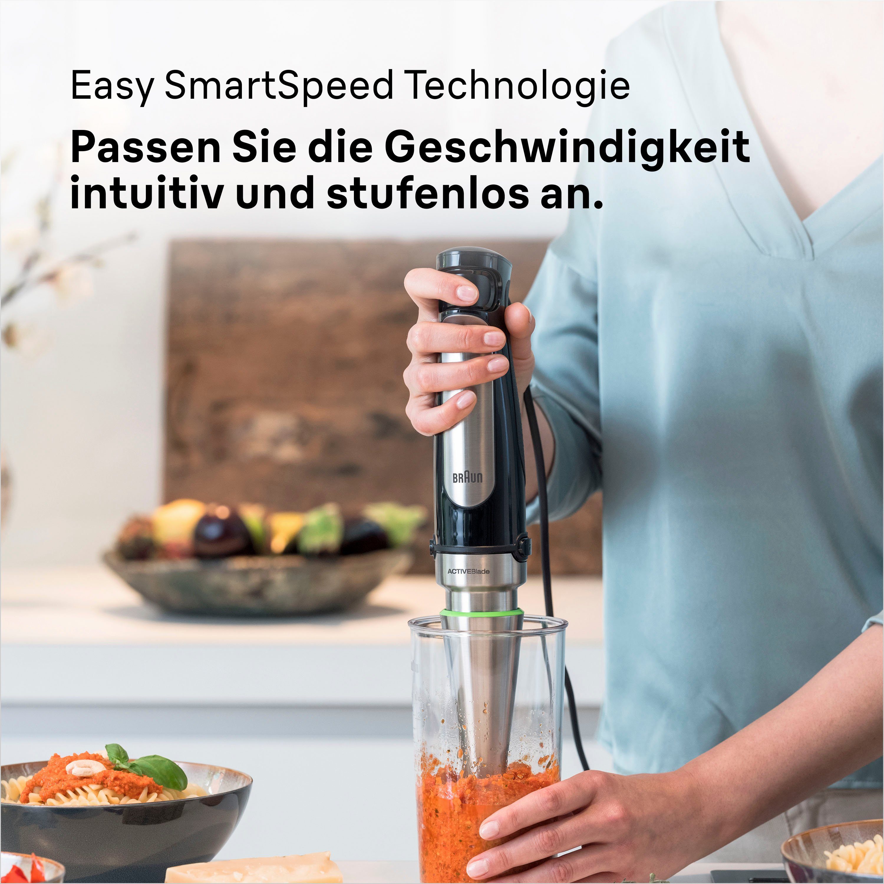 Braun Stabmixer MQ7000X MultiQuick 7, 1000 W, mit 600ml Mixbecher
