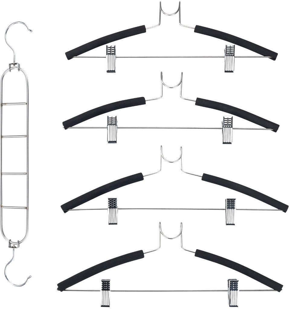 WENKO Kleiderbügel, (Set, 4-tlg), Edelstahl, 4er-Set, platzsparendes Kleiderbügelsystem aus Edelstahl