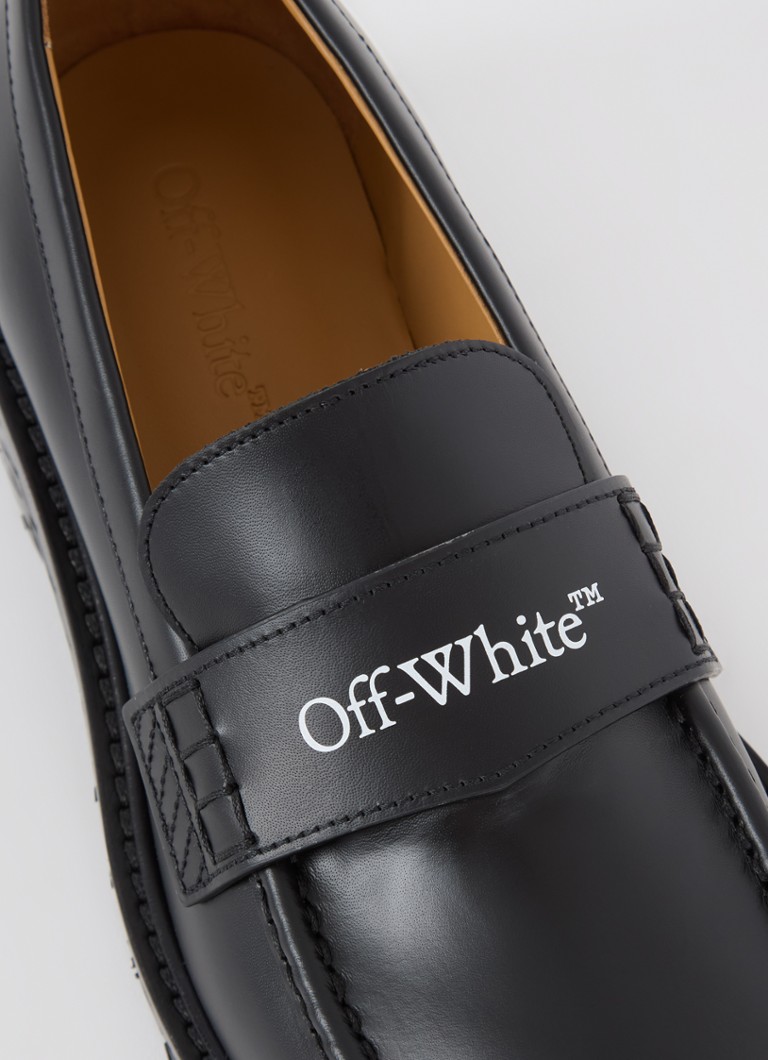Off-White leather combat loafer with logo