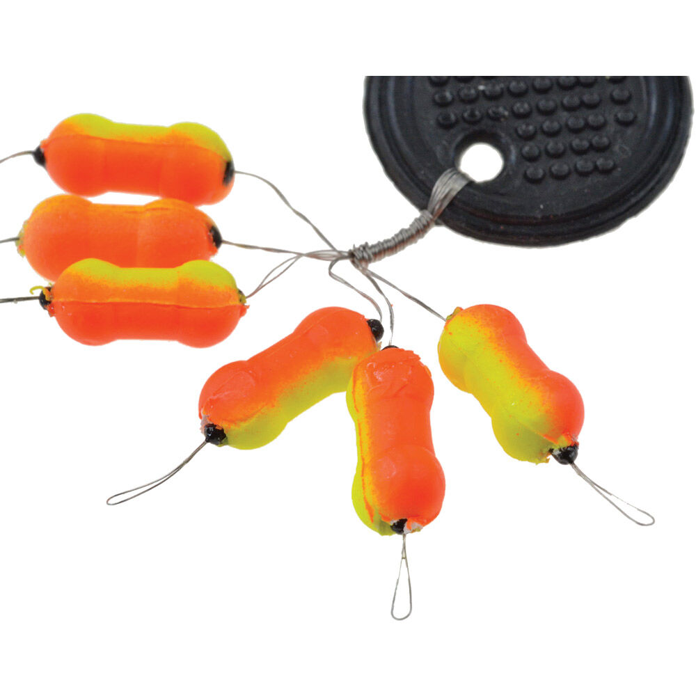 Trout bite indicator, ripstop, two-tone yellow/orange (x6)