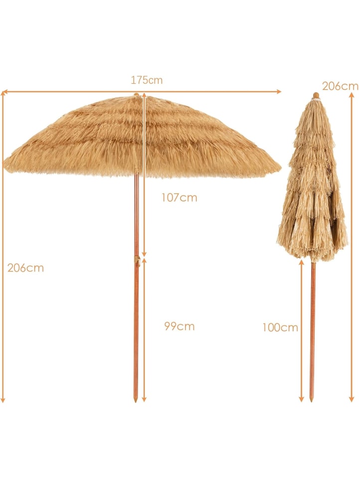COSTWAY 200cm Strandschirm in Braun günstig kaufen onesize