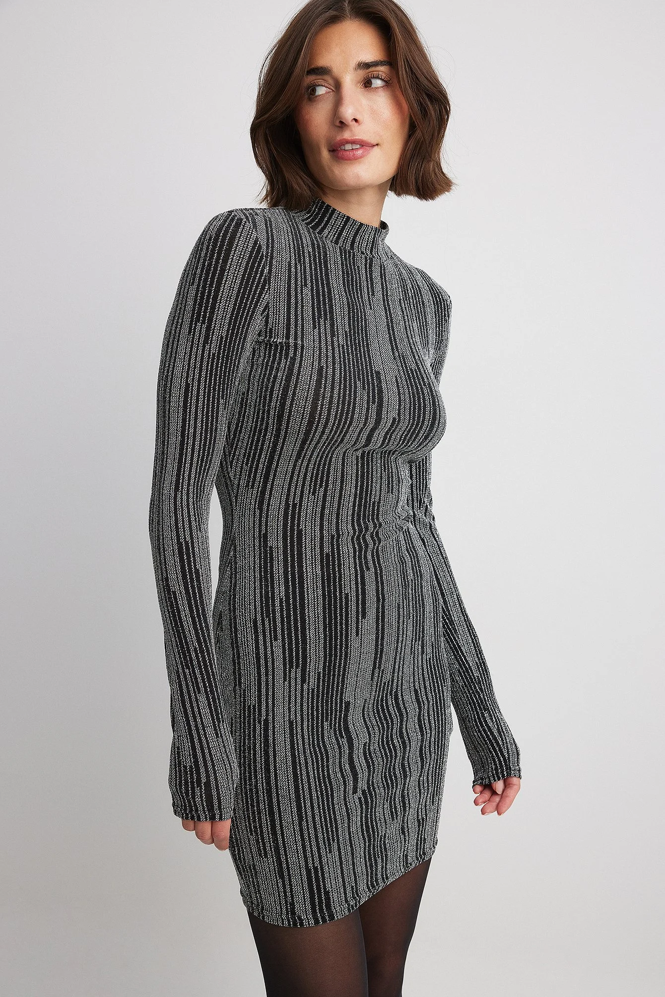 Jacquard-Minikleid mit Glitzer