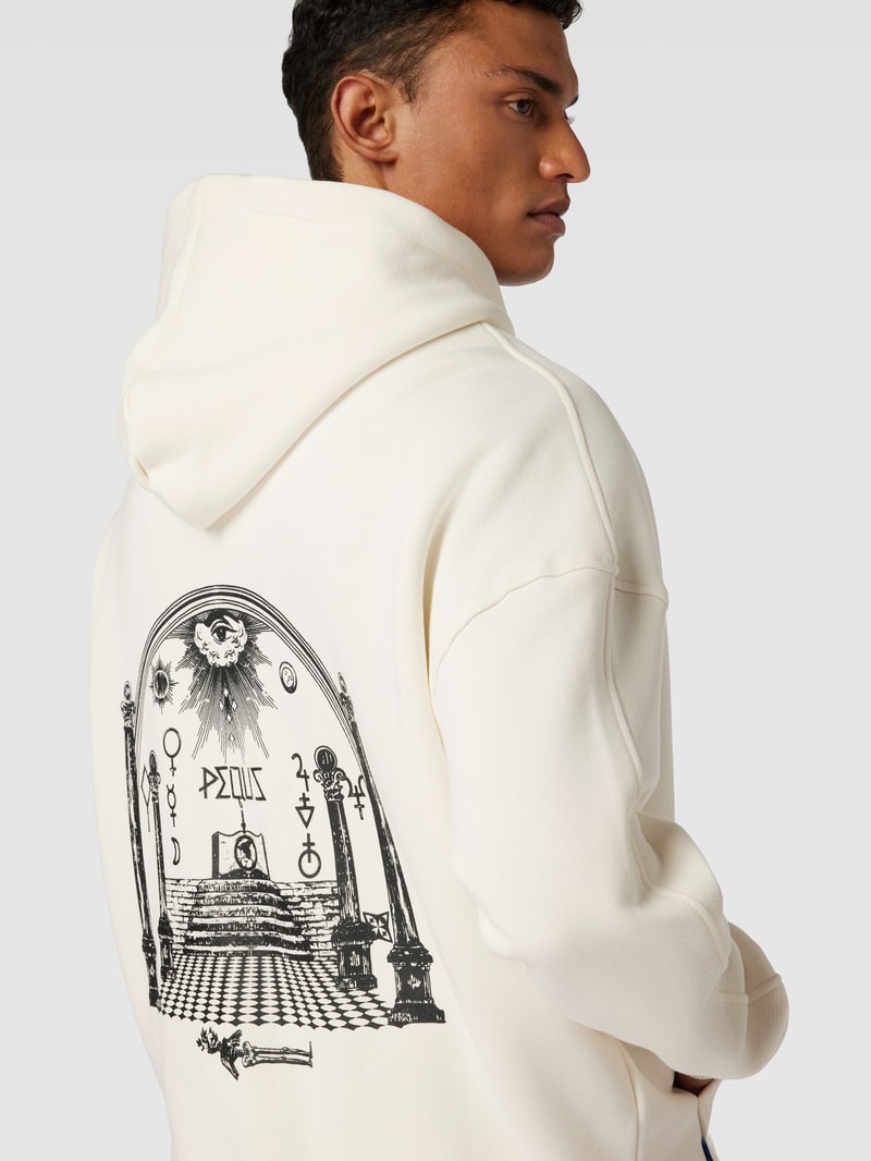 Sweatjacke mit Label-Print in offwhite