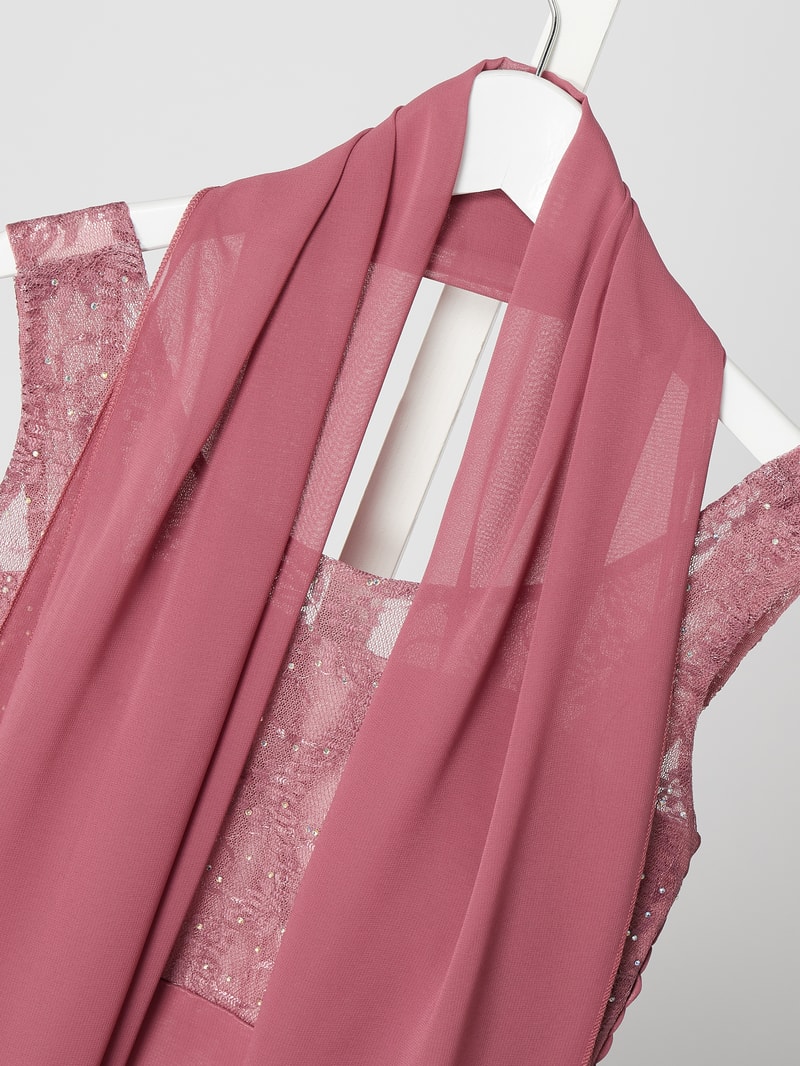 Kleid mit Ziersteinbesatz in mauve