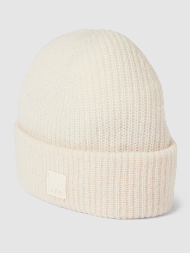 Beanie mit Label-Detail in offwhite