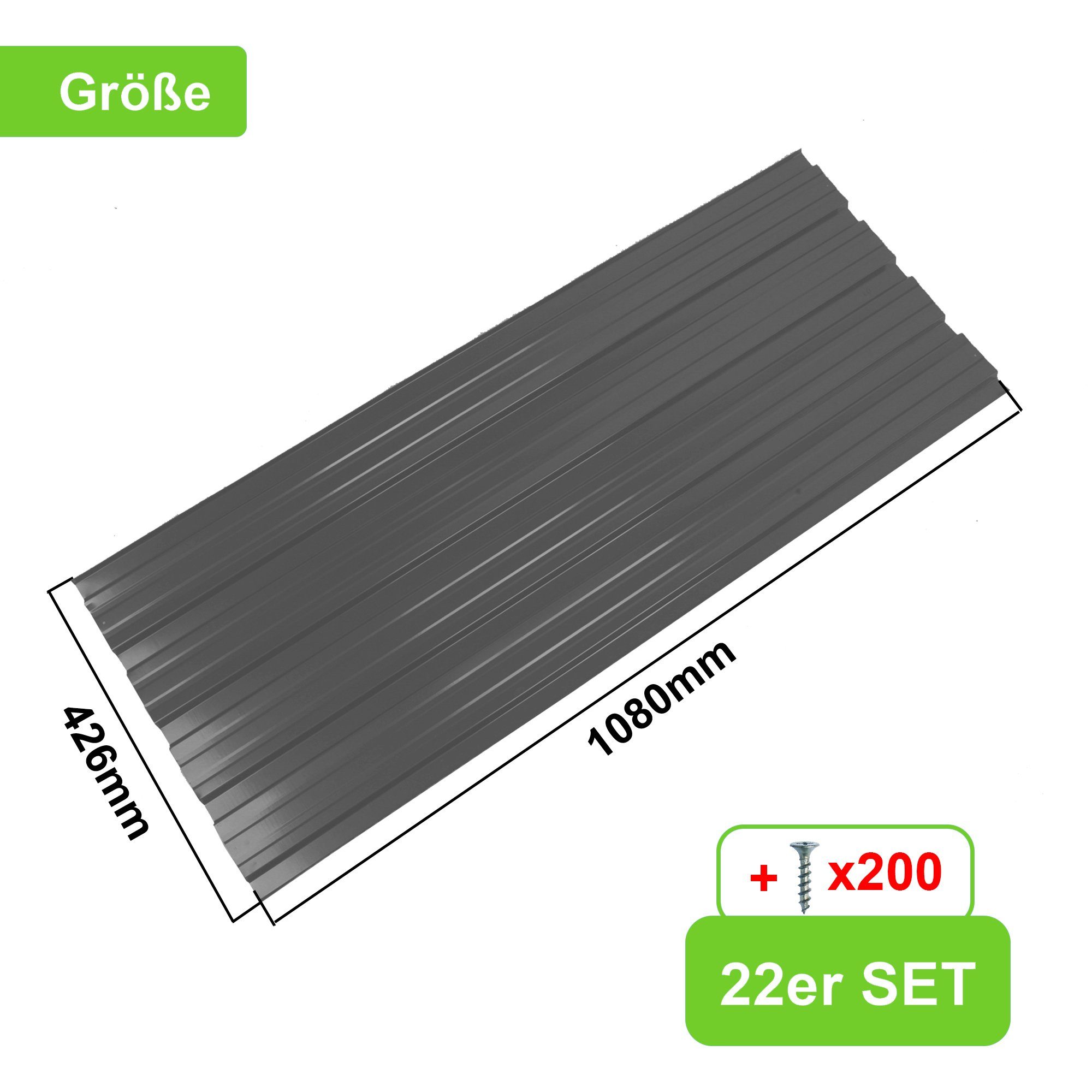 Thanaddo Trapezblech Thanaddo 22er Set Profilblech Trapezblech mit Schraube 10.12m²