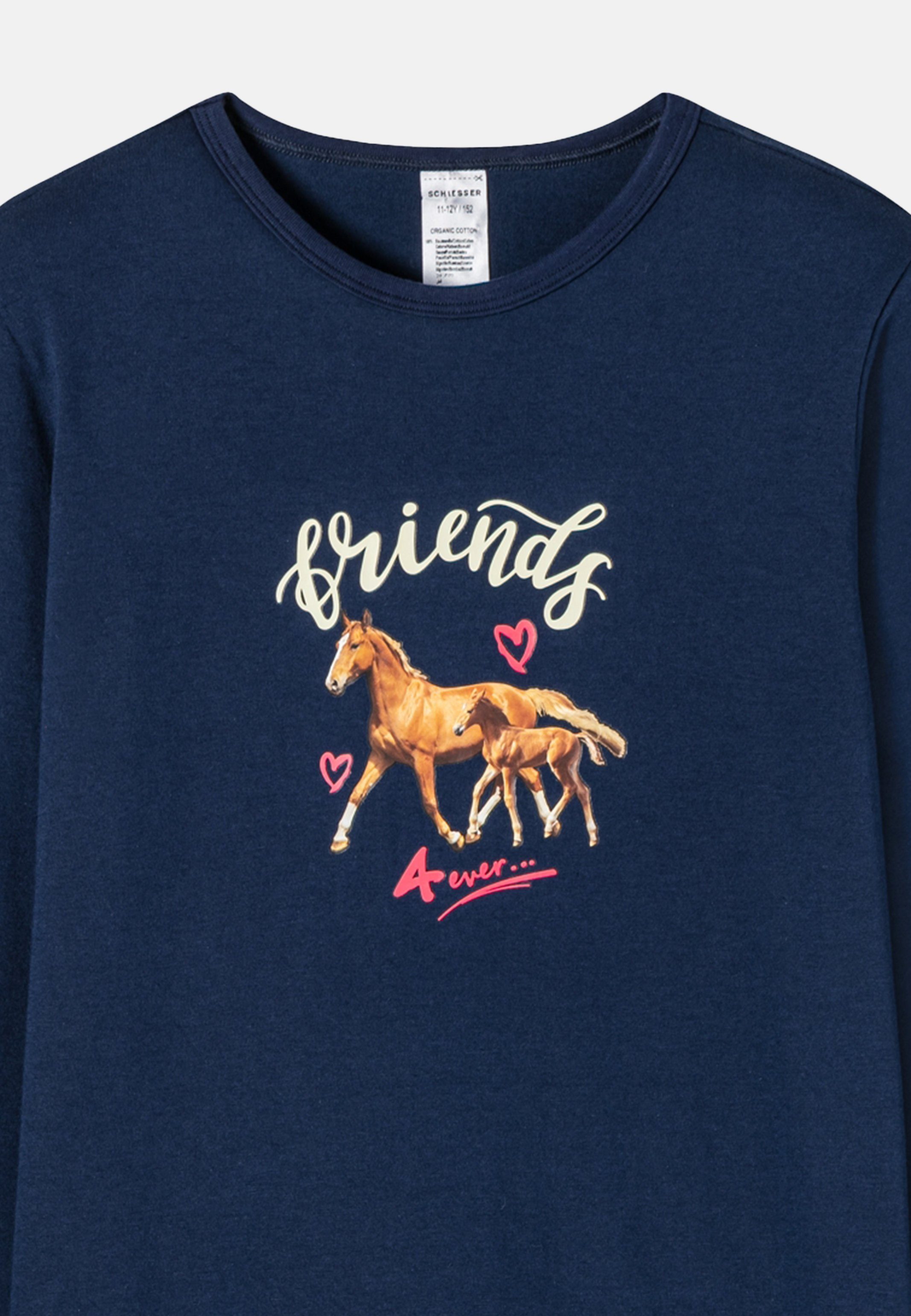 Schiesser Nachthemd Horse World Organic Cotton (1-tlg) Nachthemd - Baumwolle - Mit eingefasstem Rundhalsausschnitt