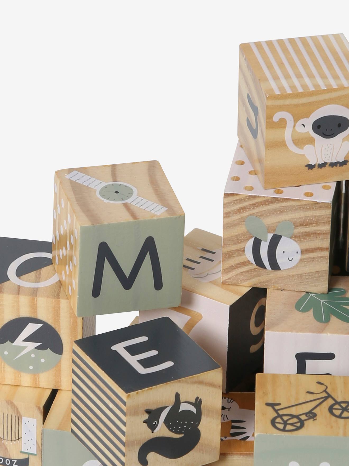 Cubes alphabet en bois FSC® multicolore