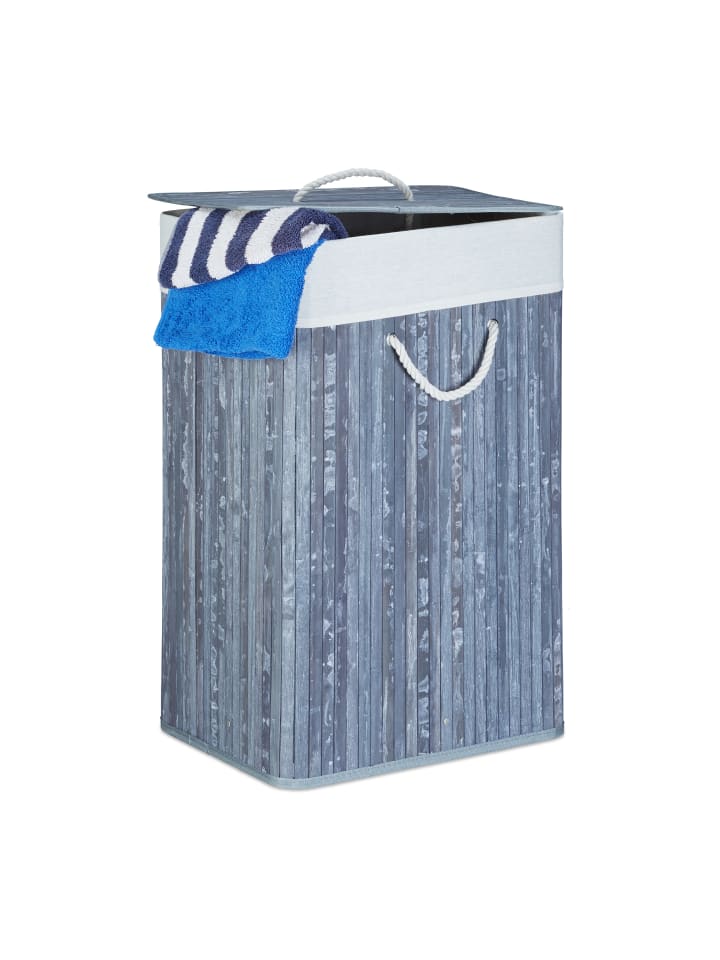 relaxdays Wäschekorb in Grau - (B)43,5 x (H)65,5 x (T)33,5 cm günstig kaufen onesize