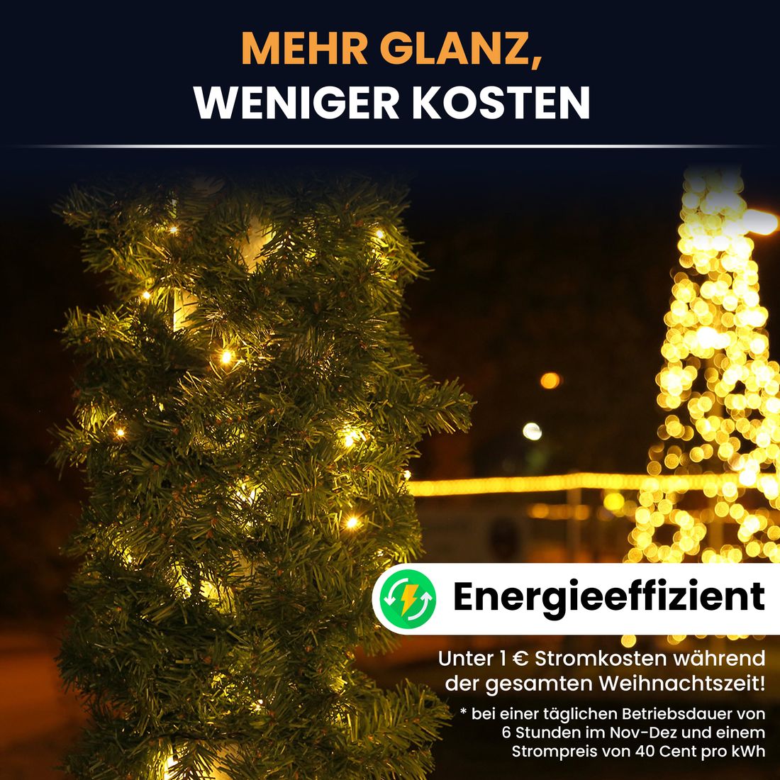 Gartenpirat Gartenpirat Tannengirlande Länge 20,25 m 300 LED warmweiß