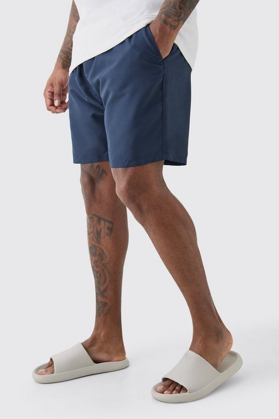 Plus mittellange Badehose mit einfarbigem Print
