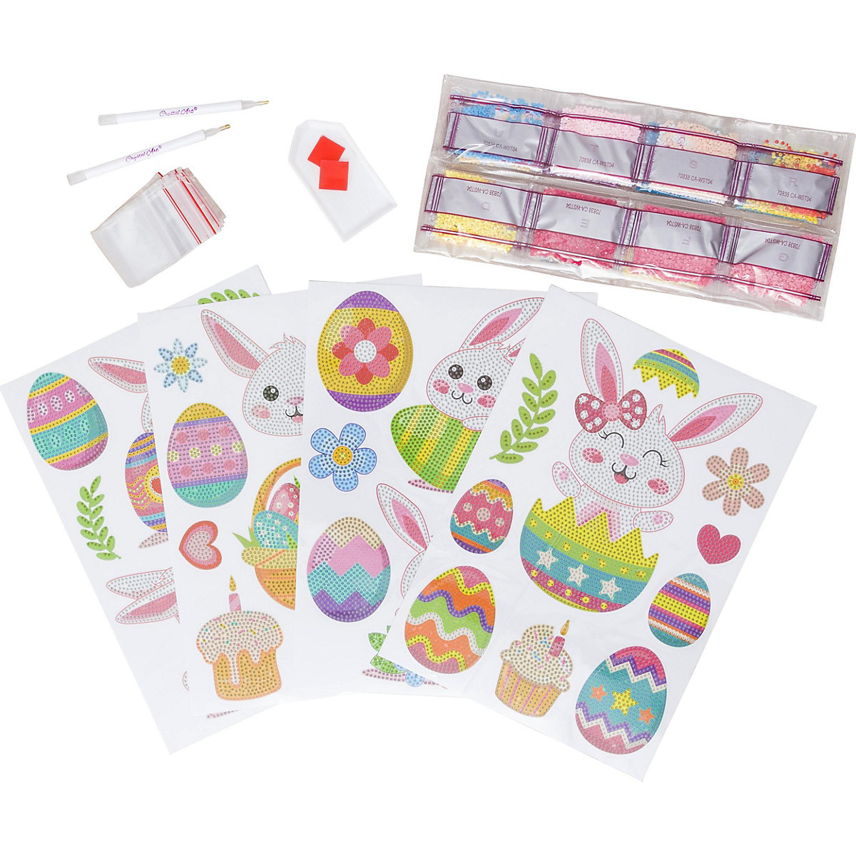 Ostern, 4er Set Crystal Art Wandsticker