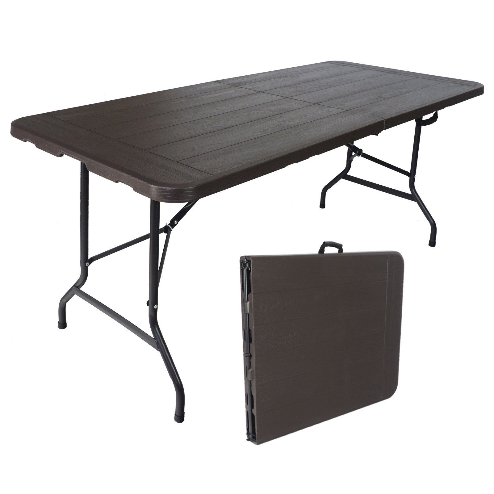 TRUTZHOLM Bierzeltgarnitur Buffettisch Klapptisch 180 x 75 cm Holzoptik klappbar Kunststoff Garte, (1x Produkt, 1-tlg)