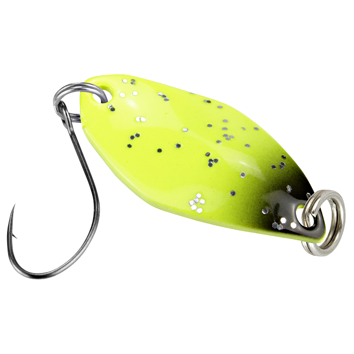 FTM Trout Spoon Fly (1,2 g, Schwarz/Gelb Glitter UV)