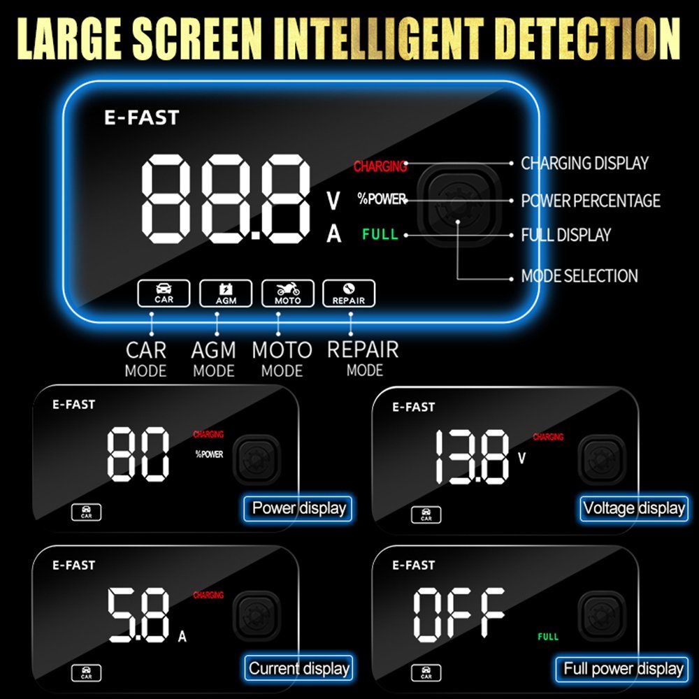autolock Profi Batterieladegerät, 12 V/8 A 24 V/4 A intelligentes Autobatterie-Ladegerät (automatisches Batterieladegerät, Wartungsgerät mit LCD-Display)