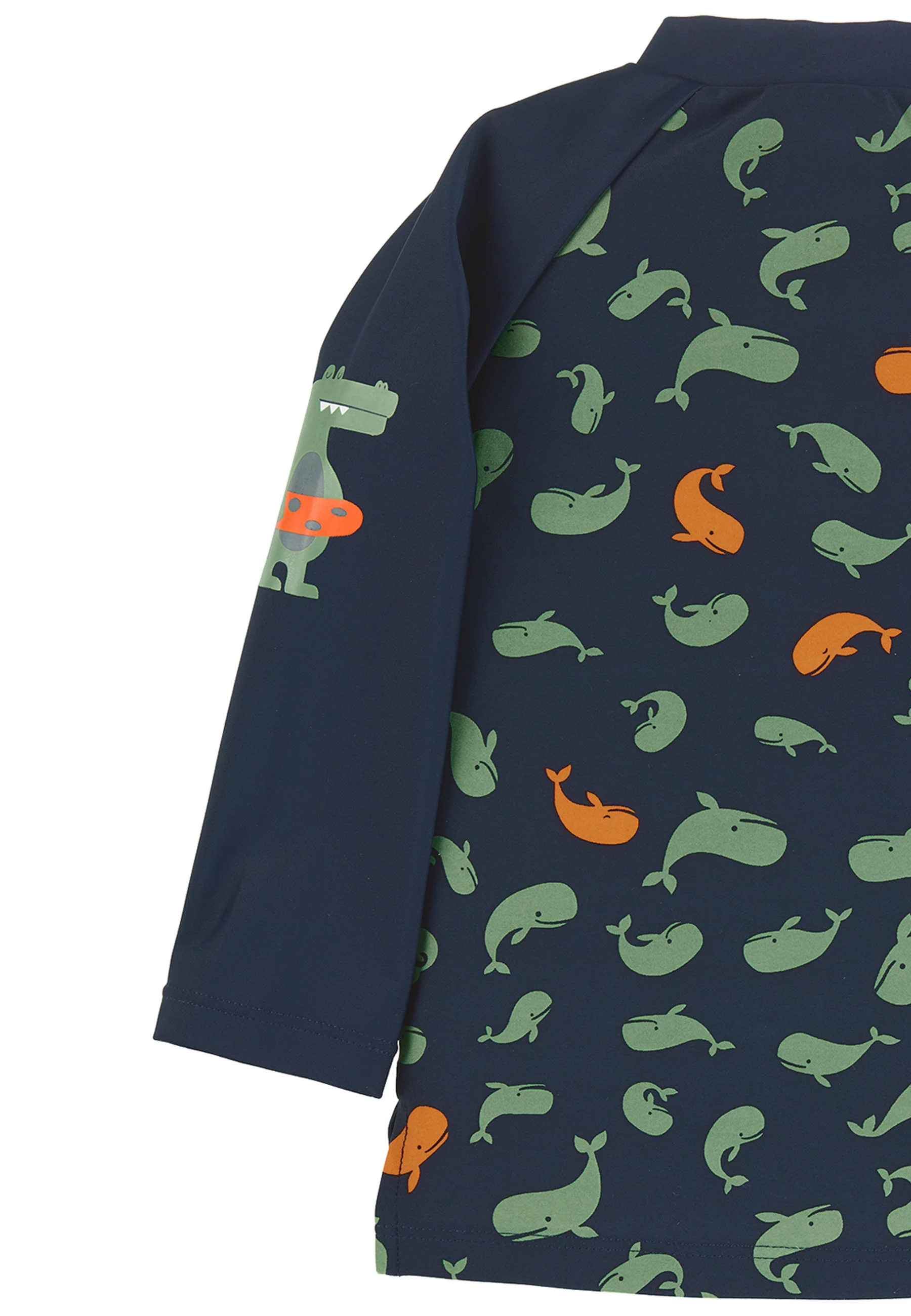 Langarm-Schwimmshirt in Marine mit Motiv Wale