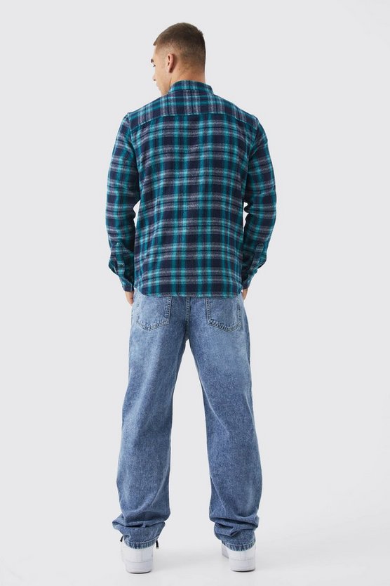 Langärmliges kariertes Flannel Overshirt