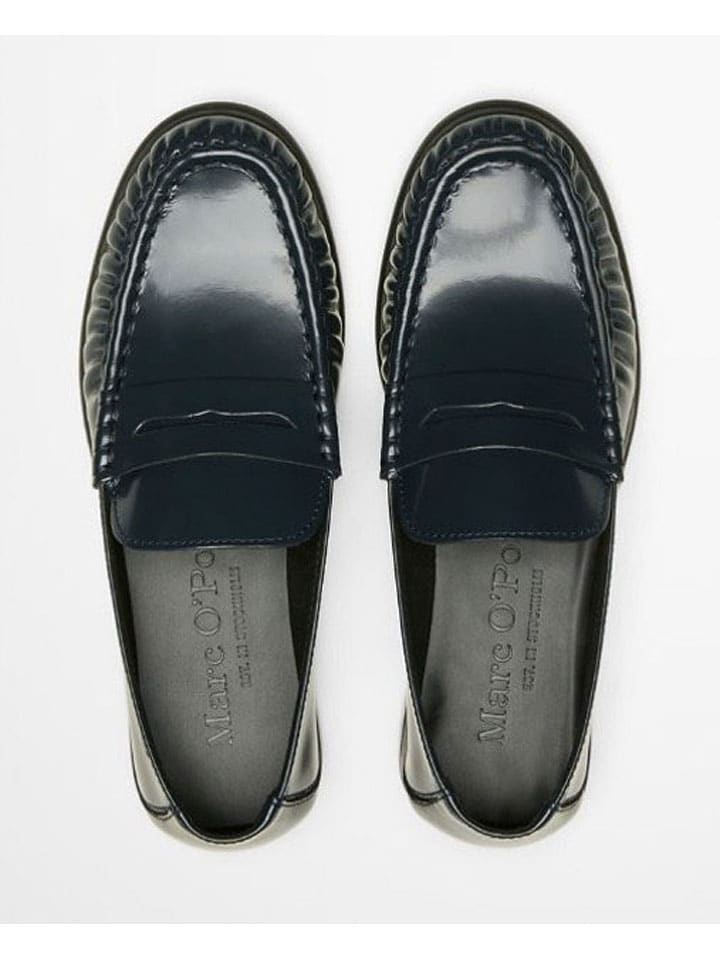 Marc O'Polo Shoes Leder-Mokassins in Dunkelblau günstig kaufen