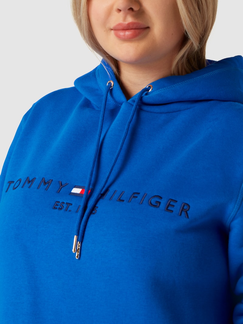 PLUS SIZE Hoodie mit Label-Stitching in royalblau