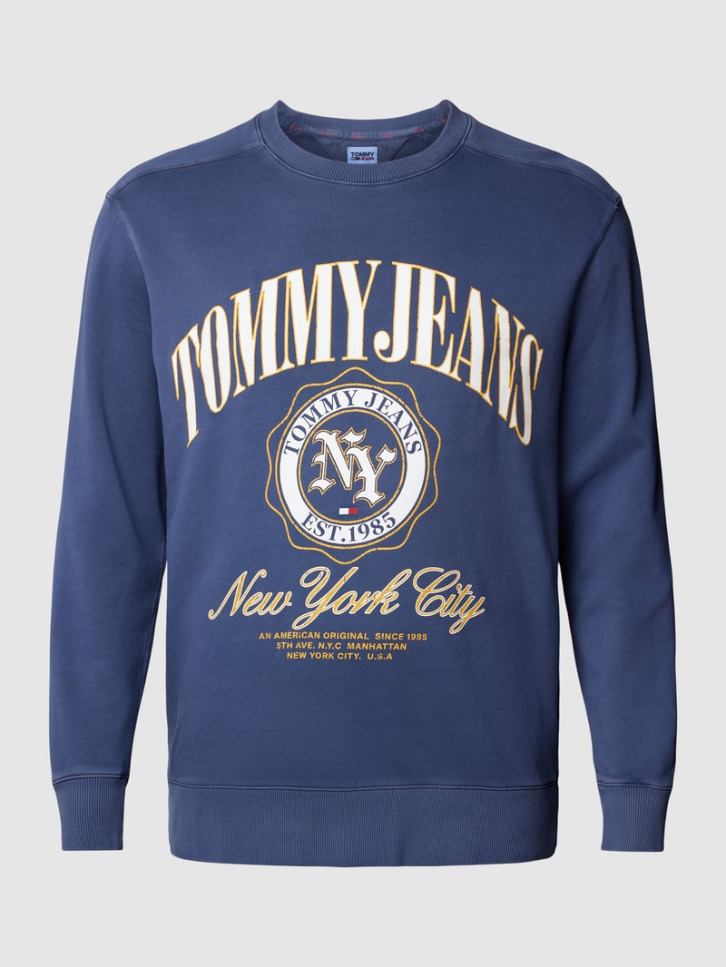 PLUS SIZE Sweatshirt mit Label-Print Modell 'BOXY' in dunkelblau