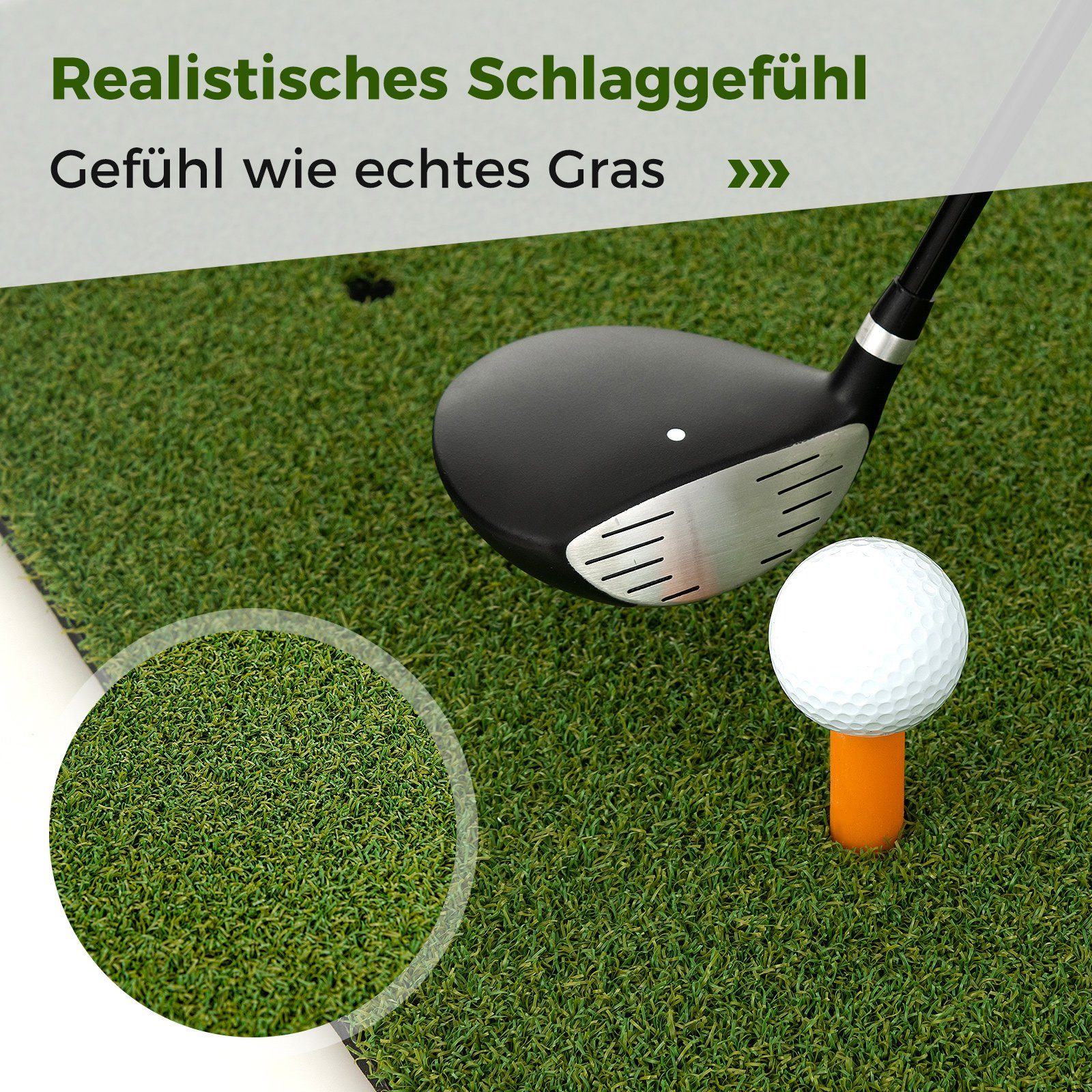 COSTWAY Golf-Abschlagmatte Übungsmatte, mit 2 Golf-Tees
