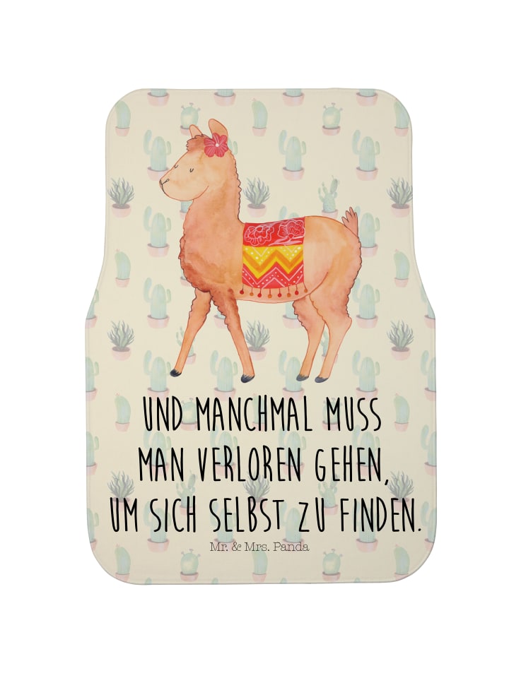 Mr. & Mrs. Panda Fahrer Autofußmatte Alpaka Stolz mit Spruch in Kaktus Grün günstig kaufen onesize