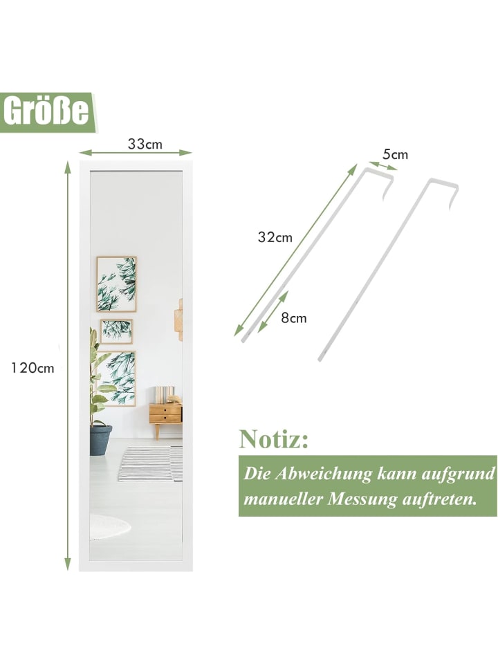 COSTWAY Ganzkörperspiegel 33x120cm in Weiß günstig kaufen onesize