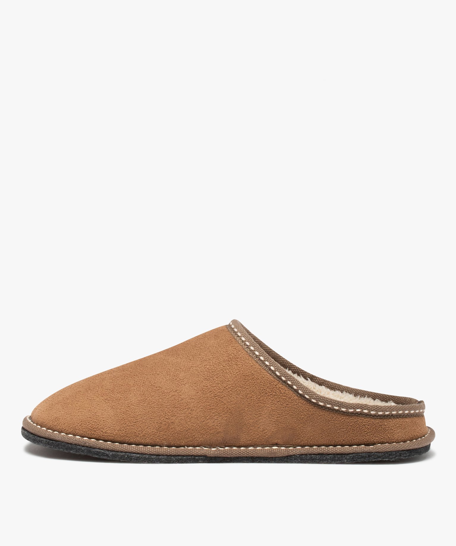 Chaussons homme mules couvrantes en suédine unie marron | GEMO