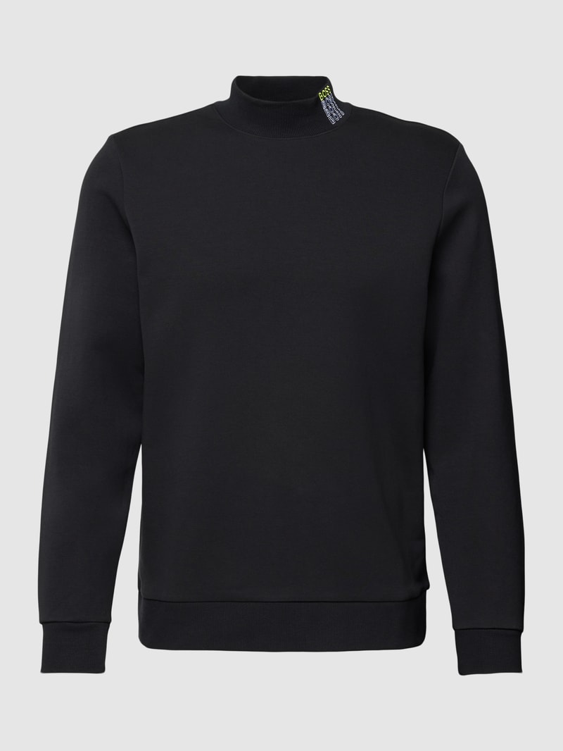 Sweatshirt mit Label-Stitching Modell 'Salbock' in schwarz