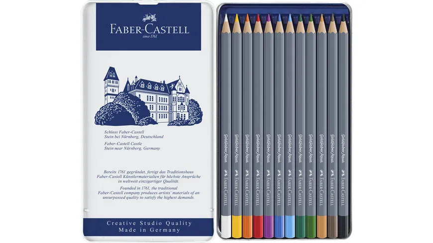 FABER-CASTELL  Aquarellstift Goldfaber Aqua 12-Metalletui