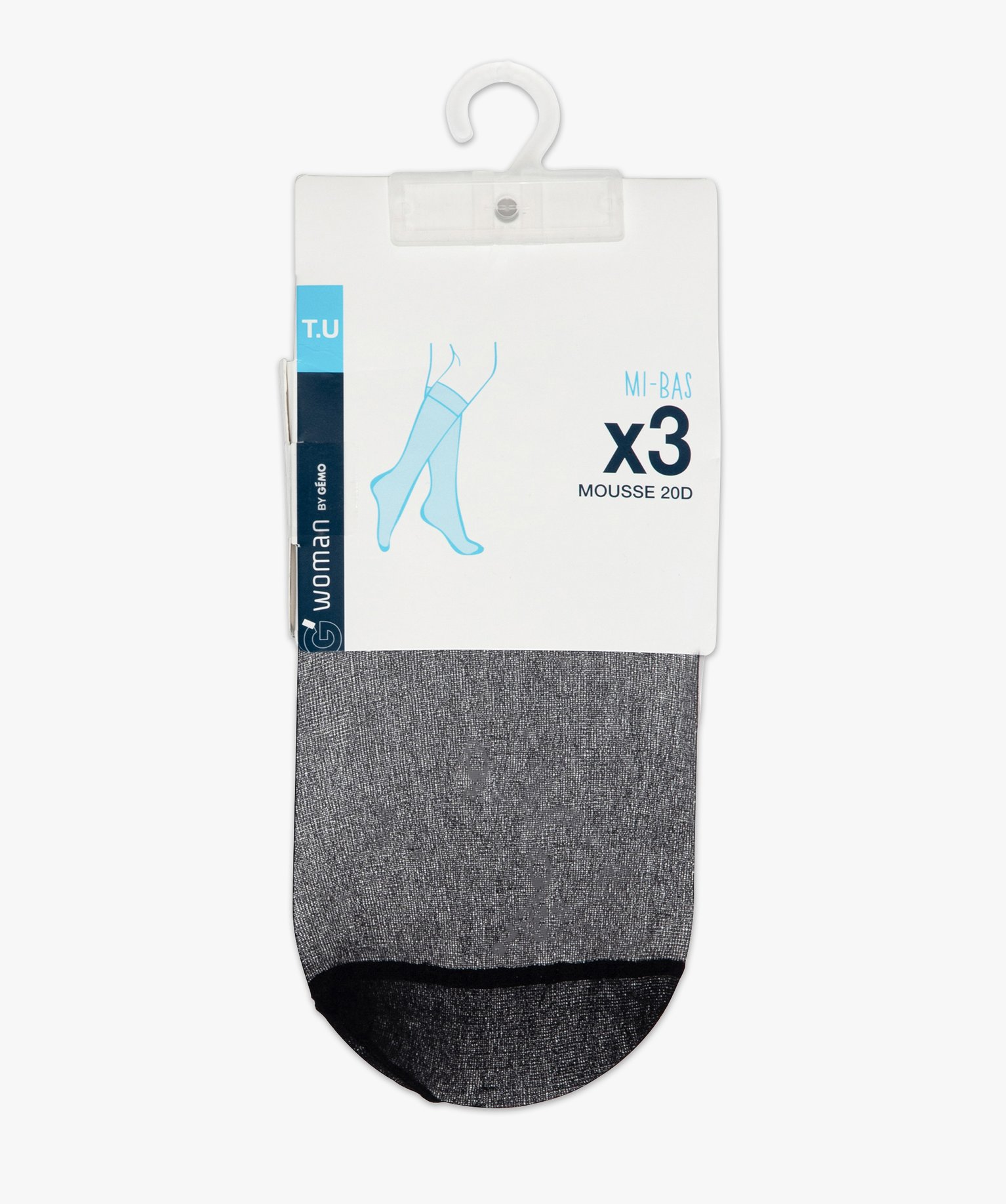 Mi-bas femme en mousse 20 deniers (lot de 3) noir | GEMO