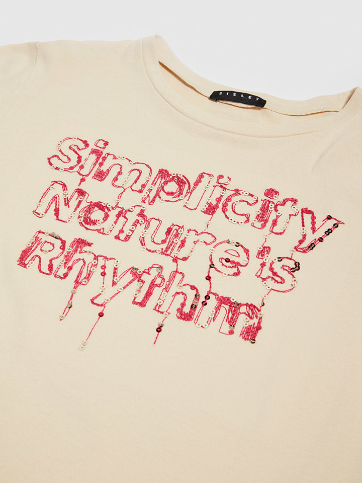 Sisley Longsleeve in Creme/ Pink günstig kaufen