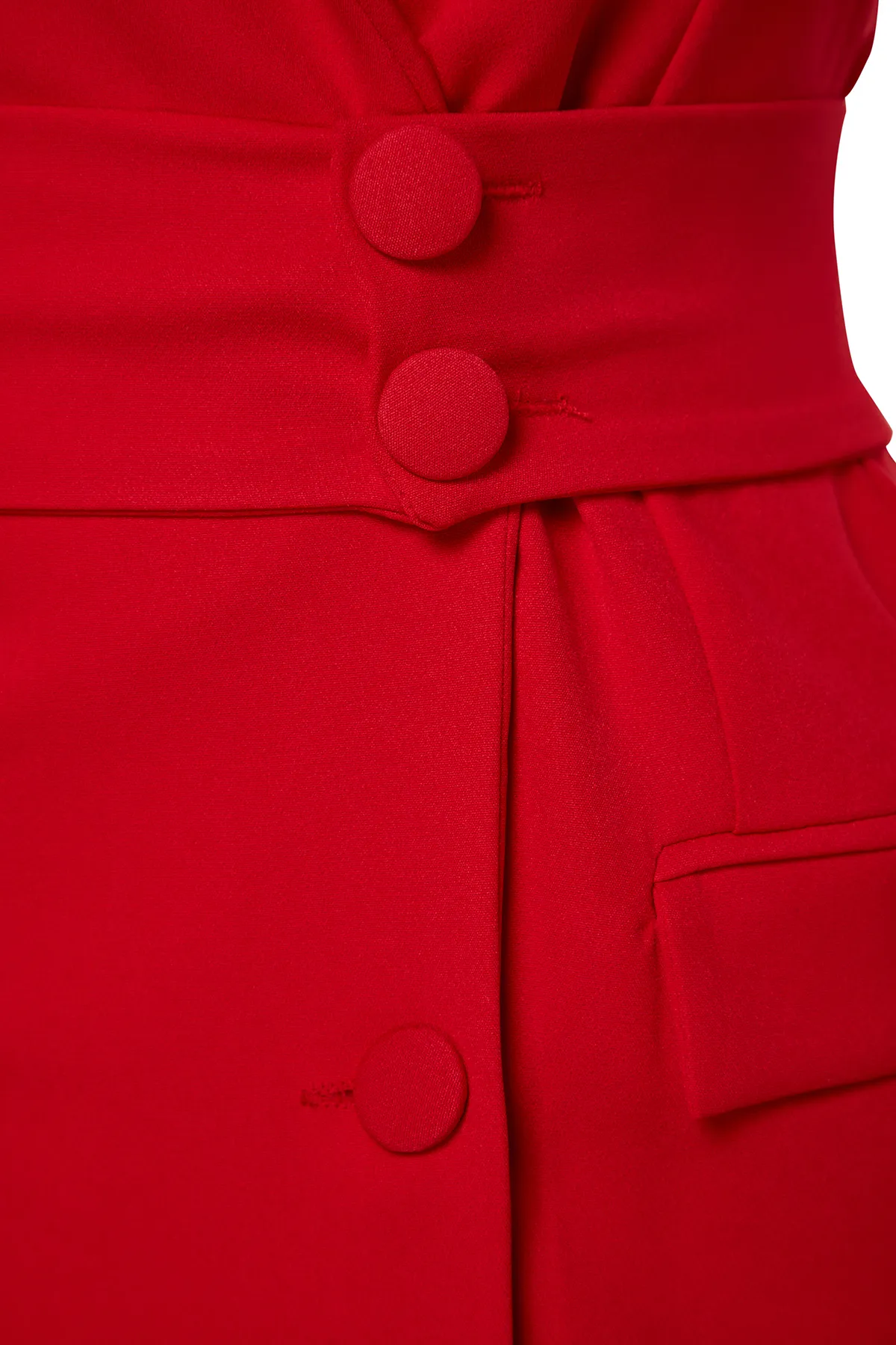 Trendyol Collection  Rote Jacke aus Webstoff mit Mini-Knopfdetail und Gürtel TWOAW24EL00497