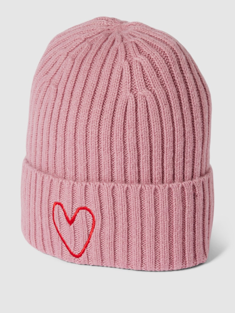 Beanie mit Motiv-Stitching in rosa