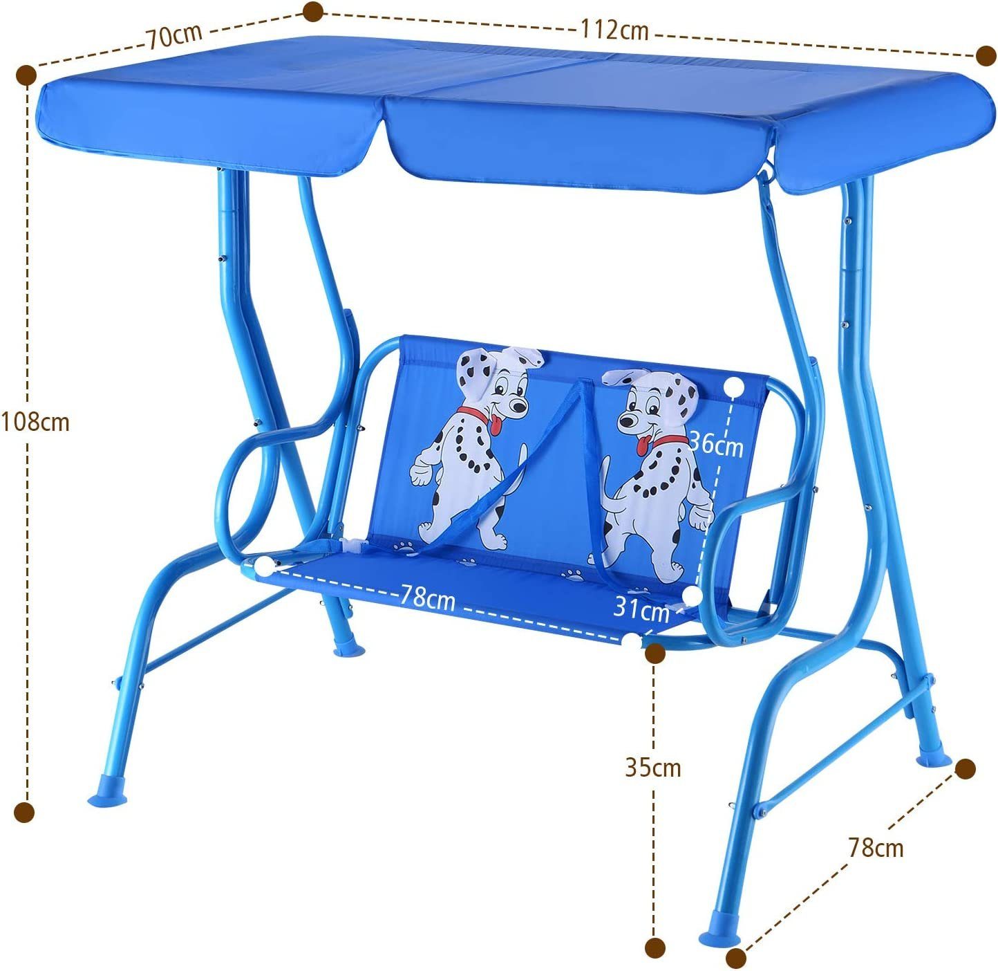 KOMFOTTEU Hollywoodschaukel Kinderschaukel, 112 x 108 x 75cm