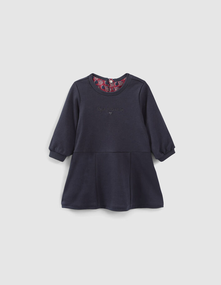 Robe réversible pommes-coeurs et marine bébé fille