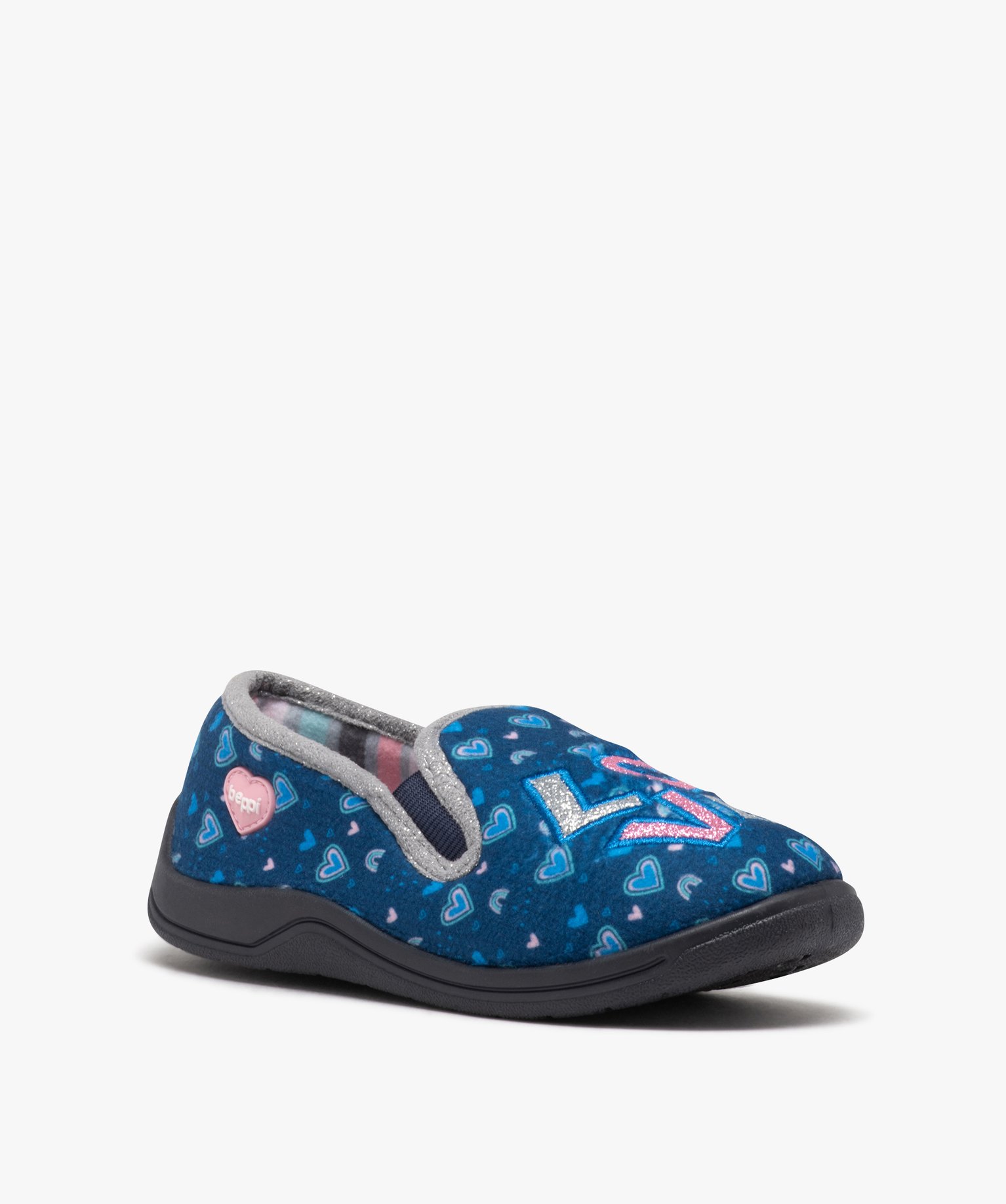 Chaussons fille pantoufles imprimées love - Beppi bleu | GEMO