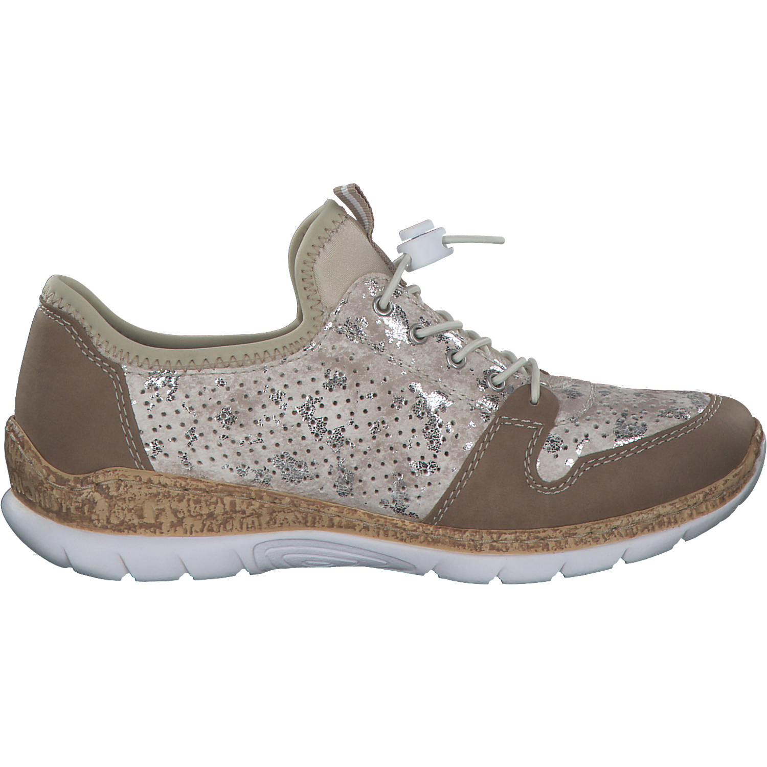 Rieker N4255, Slipper, Damen, shell/beige-silver/perle/perlc