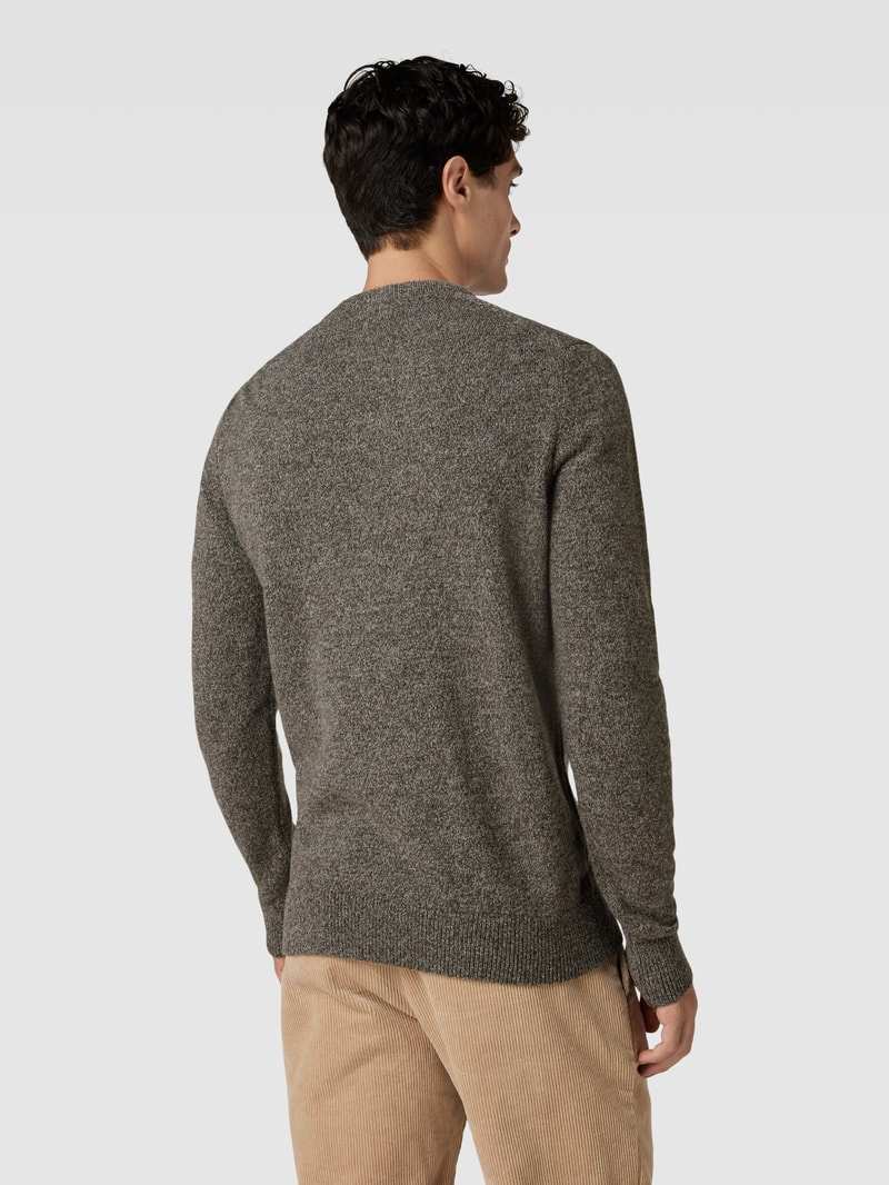 Strickpullover in Melange-Optik aus Woll-Mix mit Seiden-Anteil in taupe