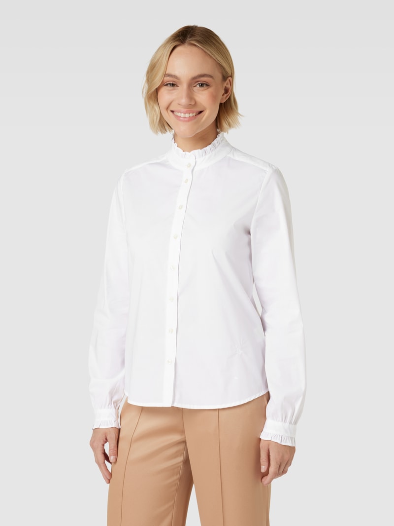 Bluse mit Rüschen Modell 'Basic' in weiß