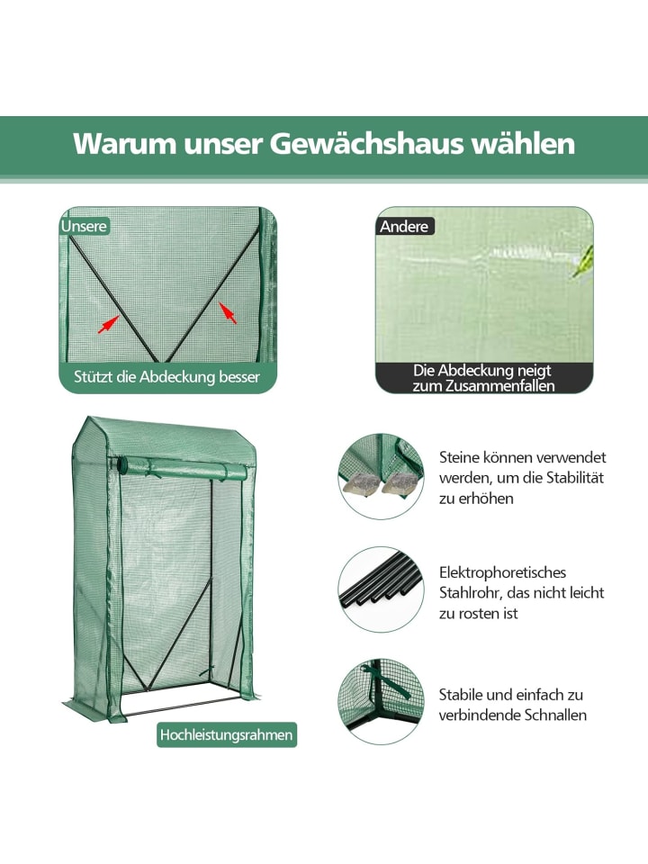 COSTWAY Gewächshaus 100x50x170cm in Grün günstig kaufen onesize